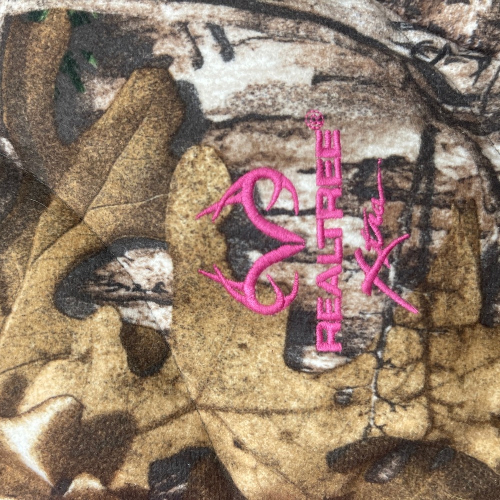 Realtree Xtra Camo Puffer Jacket Womens L Brown Pink Faux Fur Hood EUC - Picture 6 of 13